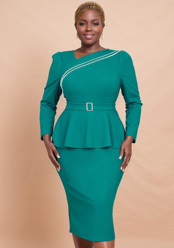 Fashion Beaded Long Sleeve Formal Party Bodycon Dresses