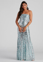 Women's Formal Party Sequin Strapless Sexy Evening Dress