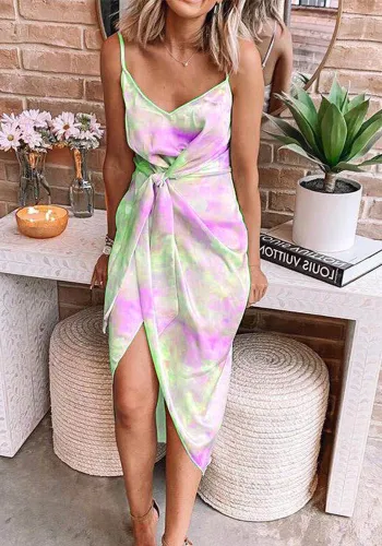 Women summer irregular tie-dye Backless suspender dress