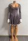 Women color matching button sexy pleated dress