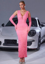 Women Pleated Slit Dress
