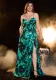 Plus Size Women Sexy Printed Strap Slit Summer Beach Dress