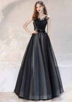 Women black annual meeting dinner evening dress（Processing time need 3-6 days）