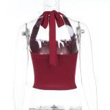 Women Sexy Lace Halter Neck Strap Top