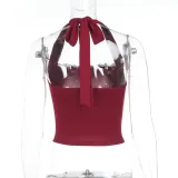 Women Sexy Lace Halter Neck Strap Top