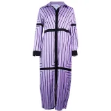Women Spring Turndown Collar Long Sleeve Striped Dress