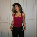 Women Sexy Lace Halter Neck Strap Top