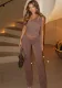 Women Spring Slash Shoulder Lace-Up Crop Top and Two Piece Set