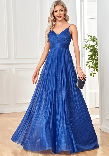 Women suspenders formal party sexy backless Blue dress