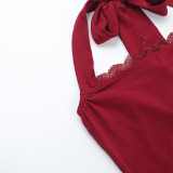 Women Sexy Lace Halter Neck Strap Top