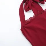 Women Sexy Lace Halter Neck Strap Top