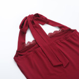 Women Sexy Lace Halter Neck Strap Top