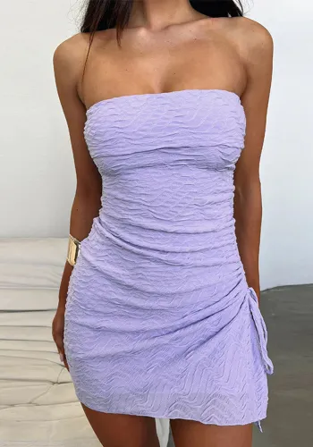 Women Strapless Sexy Backless Ruffle Dress
