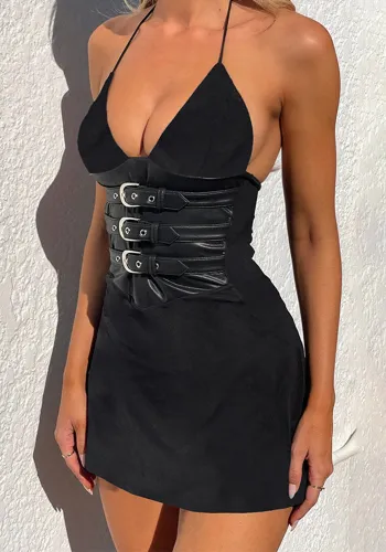 Women Summer Halter Neck Sexy V Neck Bodycon Dress