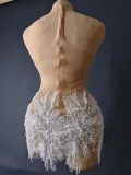 Fashion Halter Neck Strap Mini Dress Nude See-Through Sexy Party Dress