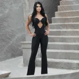 Spring Summer Tight-Fitting High-Waist Flared Jumpsuit For Women