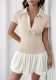 Summer Women's Turndown Collar Textured Mini Dress