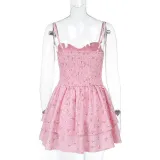 Women Spring Summer Strap Sexy Backless Floral Dress
