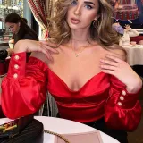 Women's Solid Color Chic Sexy Off-Shoulder Long Sleeve Satin Top