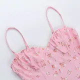 Women Spring Summer Strap Sexy Backless Floral Dress