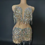 Fashion Halter Neck Strap Mini Dress Nude See-Through Sexy Party Dress