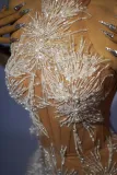Fashion Halter Neck Strap Mini Dress Nude See-Through Sexy Party Dress
