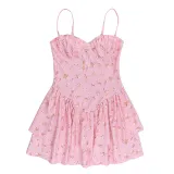 Women Spring Summer Strap Sexy Backless Floral Dress