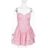 Women Spring Summer Strap Sexy Backless Floral Dress