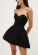 Women Strapless Sexy Backless Black Dress