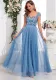 Women embroidered mesh v-neck backless evening dress