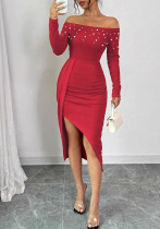 Women summer strapless slit dress