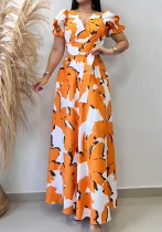 Women Princess Sleeve Print Summer Dress