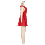 Women Sexy Puffy V-Neck Party Dress