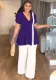 Women Casual Slit Top and High Waist PantsTwo Piece Set