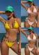 Color Block Lace Up Low Back Two Piece Bikini