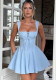 Sexy Lace Patchwork Strap Low Back A-line Short Dress