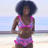 Printed Ruffle Two Piece Sexy Bikini Swimsuit