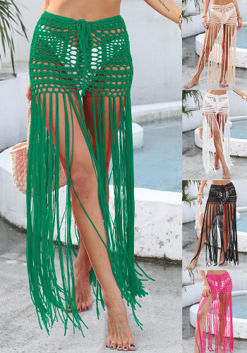 Women’s Crochet Fringe Patchwork Tie Beach Skirt