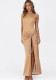 Spring Women’s Chic Round Neck Cutout Sexy High Slit Long Dress