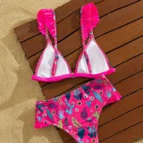 Printed Ruffle Two Piece Sexy Bikini Swimsuit
