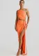 Women’s Summer One Shoulder Low Back Cutout ruched Dress