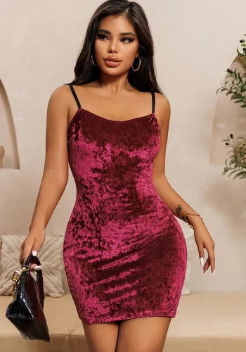 Women sexy suspender v-neck velvet Dress