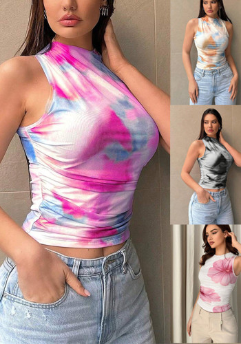 Women Spring and Summer Gradient Printed Sleeveless Top