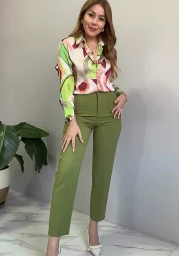 Women Summer Printed Top and Pants Two-Piece Set