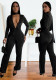 Women Sexy V-neck Long Sleeve Beaded Jumpsuit