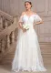 Women white off-shoulder suspender irregular mesh patchwork wedding party bride wedding dress