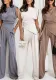 Women Summer Solid Irregular Top and Pants Two-piece Set