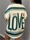 Women Casual spring Letter Print long sleeve Top