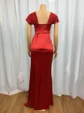 Solid Color Sexy Low-Back Slim Asymmetrical Long Dress