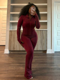 Sports Casual Women's Sexy Tight Fitting Long Sleeve Top Micro Bell Pants Two-Piece Set